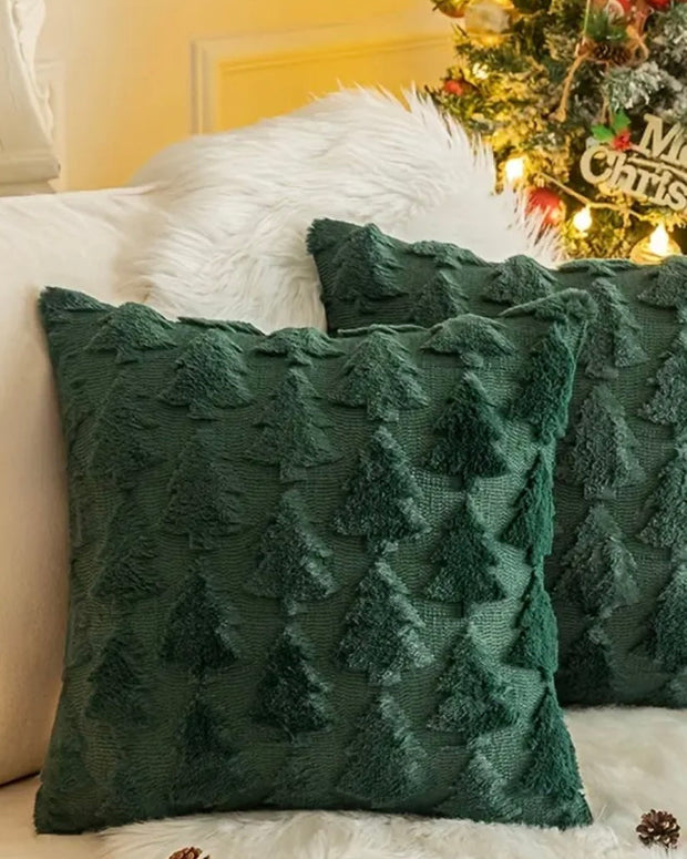 Green Chenile Christmas Tree Cushion Cover - 45cm x 45cm