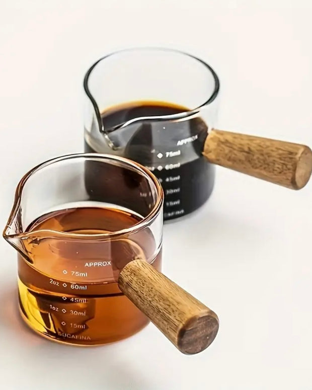 Mini Glass Coffee Jug With Wooden Handle