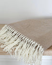 Beige Herringbone Brown Tasseled Throw Blanket