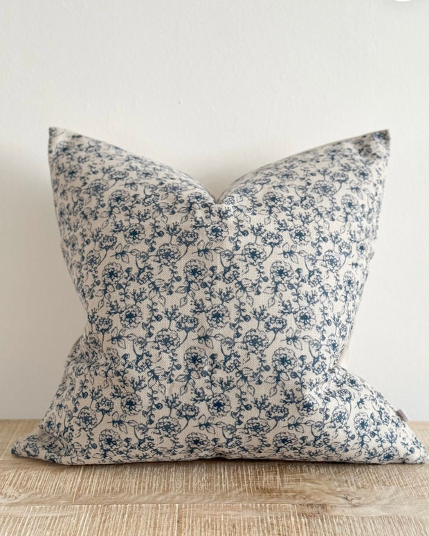 Francesca Navy Blue Floral Cotton Cushion Cover - 45cm x 45cm