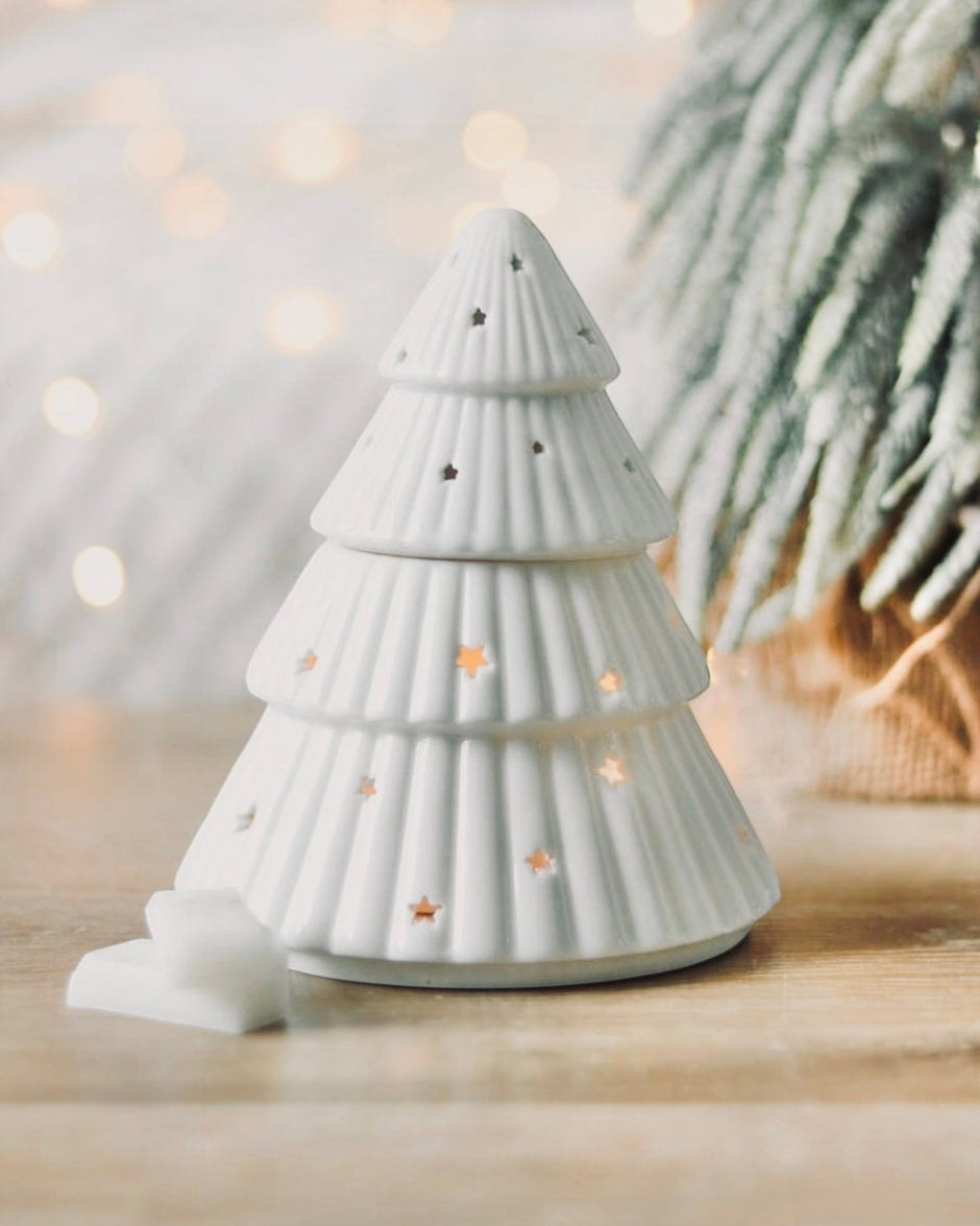 White Ceramic Christmas Tree Wax Melt Oil Burner