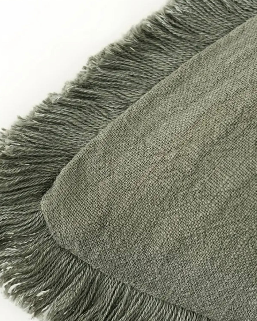 Olive Green Freyed Edge Cushion Cover