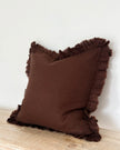 Hallie Dark Brown Ruffle Linen Blend Cushion Cover - 45cm x 45cm