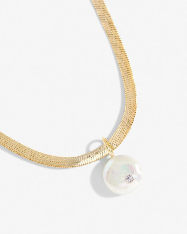 Joma Jewellery - Solaria Coin Pearl Necklace Gold Plated