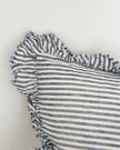 Hallie Navy Blue And White Pinstripe Luxury Cotton Blend Cushion Cover - 50cm x 30cm