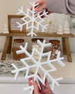 White Wooden Cut Out Snowflake - Set of Two