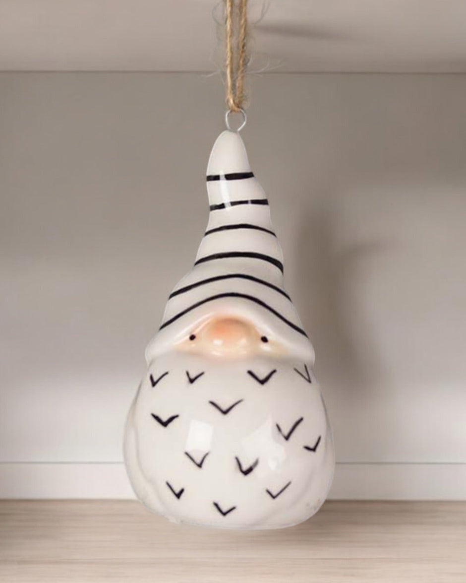 Black And White Hanging Ceramic Santa Gonk