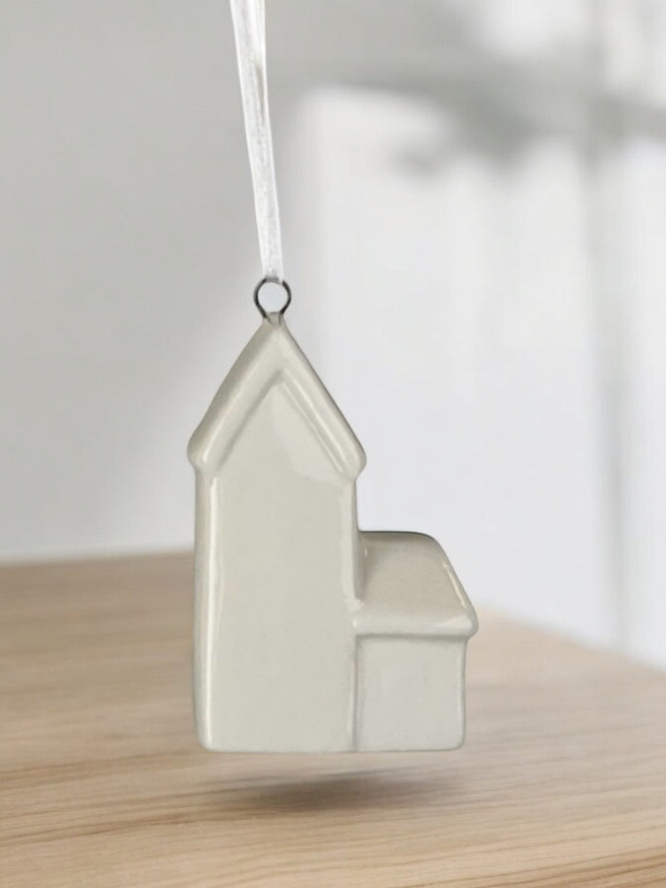 White Glazed Ceramic Hanging House