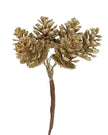 Faux Foliage - Gold Sparkling pine Cone Pick Bunch