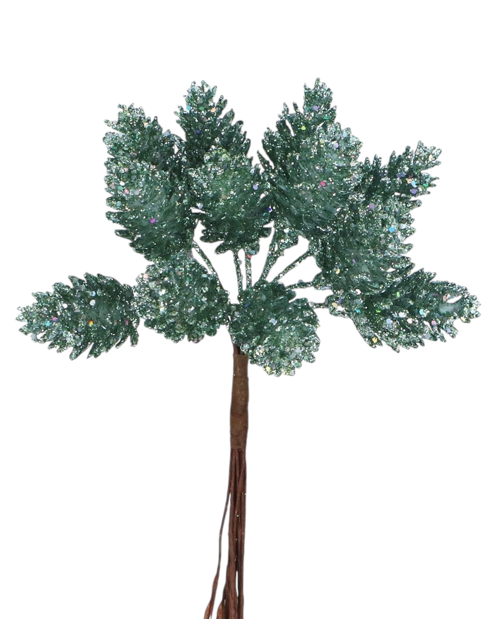 Faux Foliage - Green Sparkling pine Cone Pick Bunch