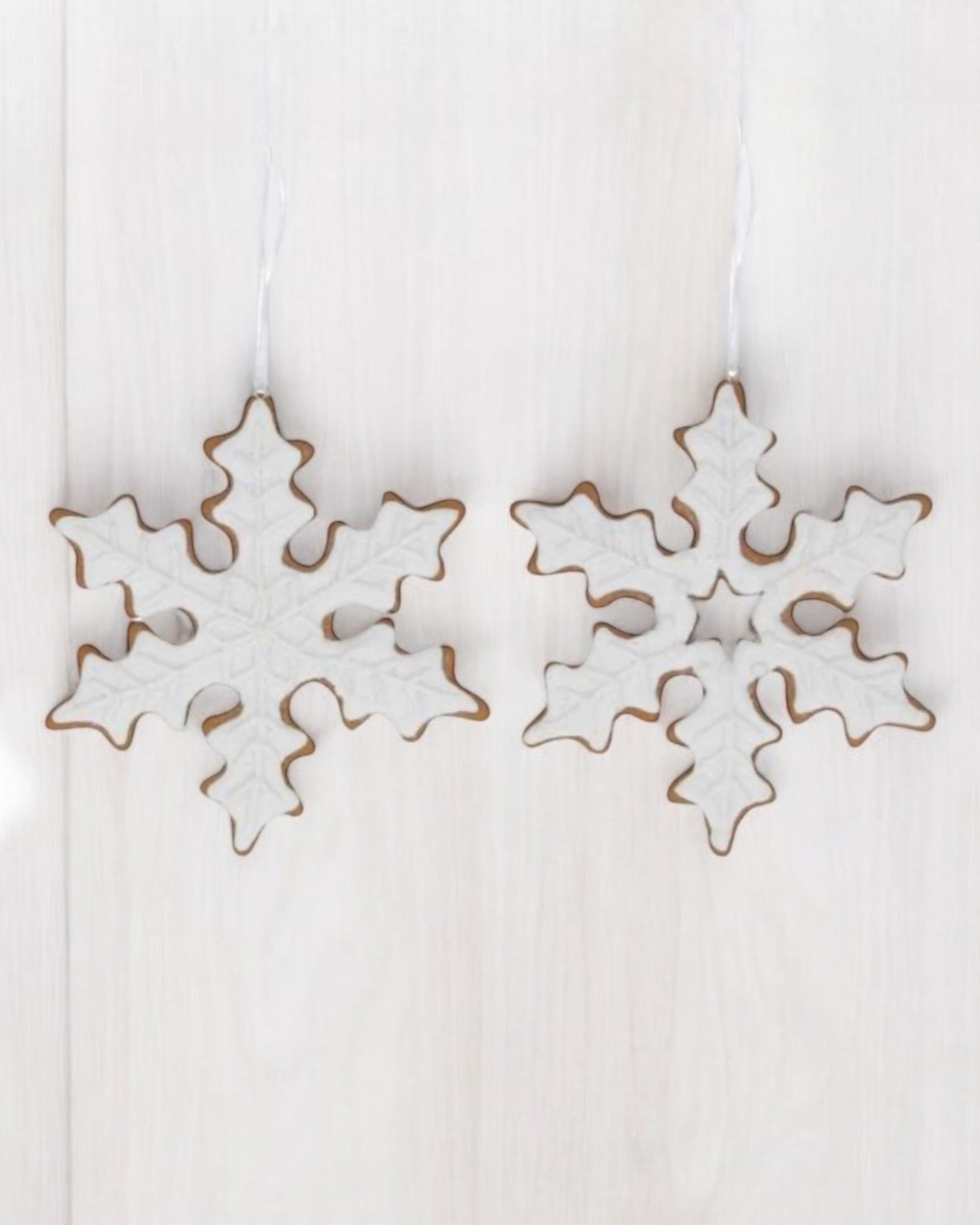 White Iced Resin Gingerbread Snowflake Hanging Decoration