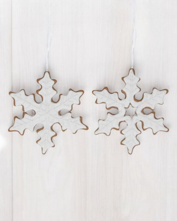 White Iced Resin Gingerbread Snowflake Hanging Decoration