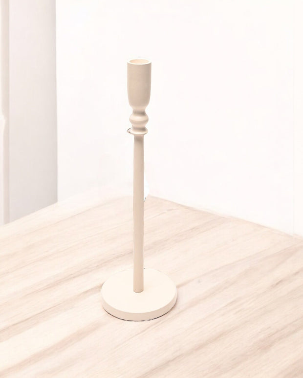 Slim White Metal Candlestick Holder