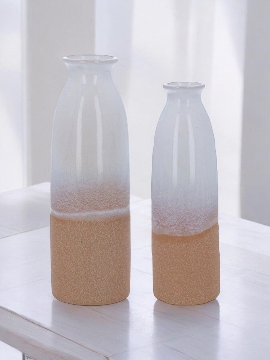 Ceramic White Neutral Sand Bottle Vase