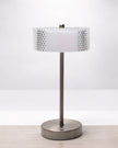 LED Silver Light Up Touch Medium Desk Lamp With Crystal Glass Shade