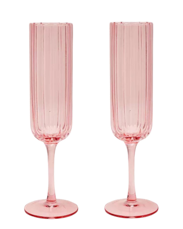 Blush Pink Scalloped Champagne Flutes - Set Of Two