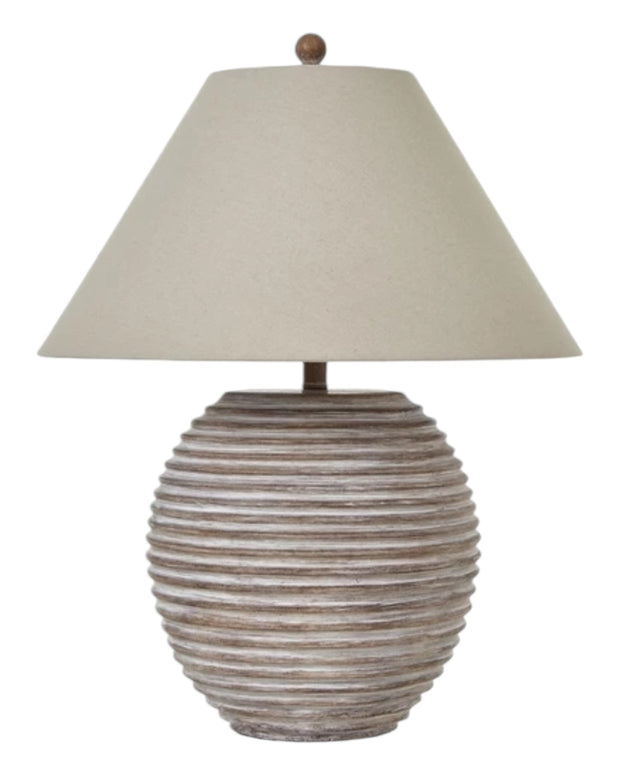 Saturn Ribbed Natural Pillar Lamp