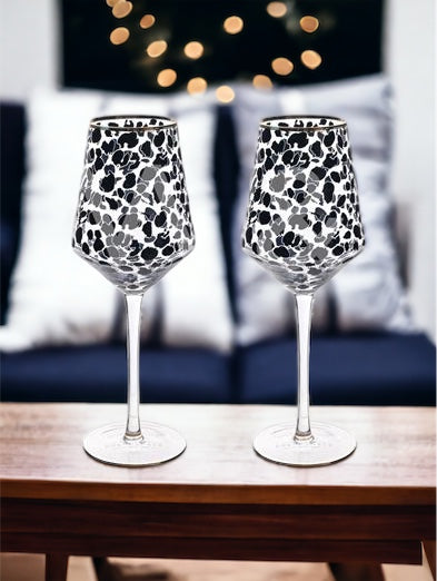 Frida Leopard Print Wine Glasses