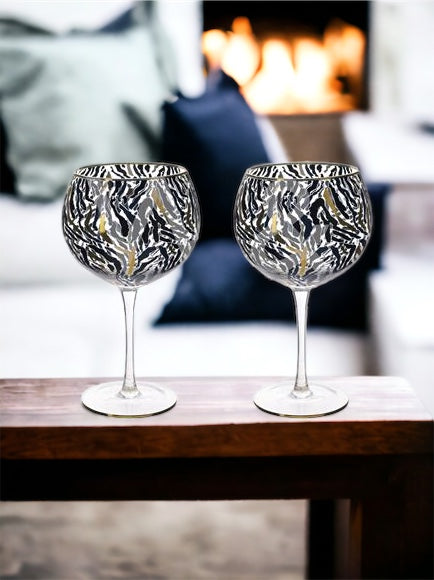 Frida Zebra Print Gin Glasses