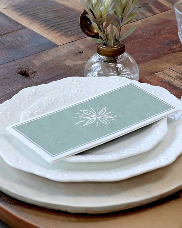 Napkins With Flower - Olive Green