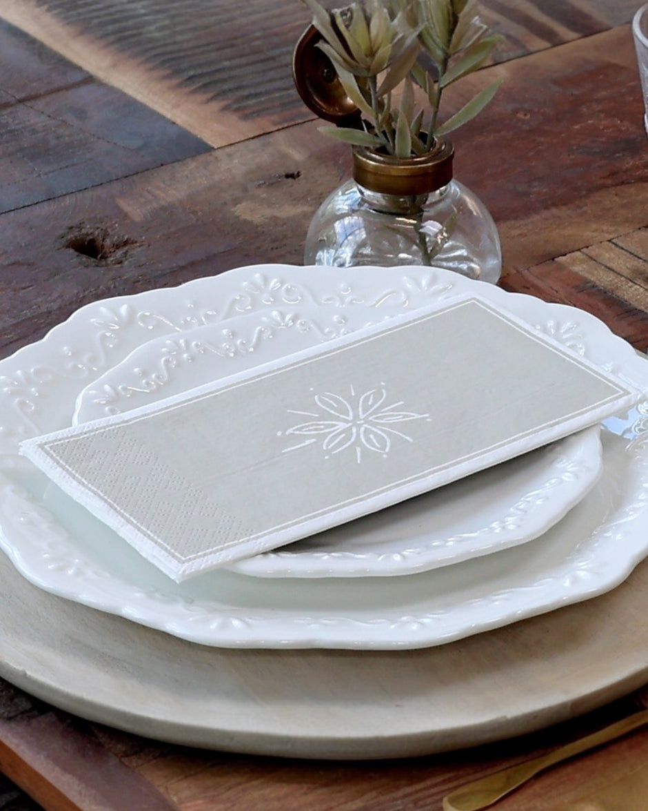 Napkins With Flower - Taupe