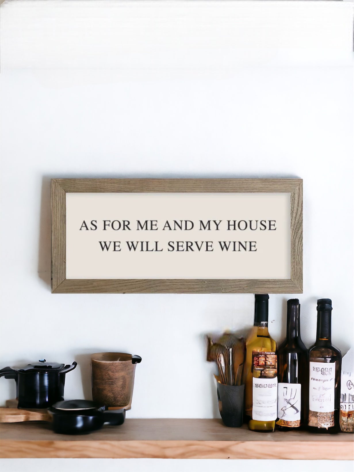 Medium Rectangle Rustic Oak Canvas Wall Sign - We Serve Wine