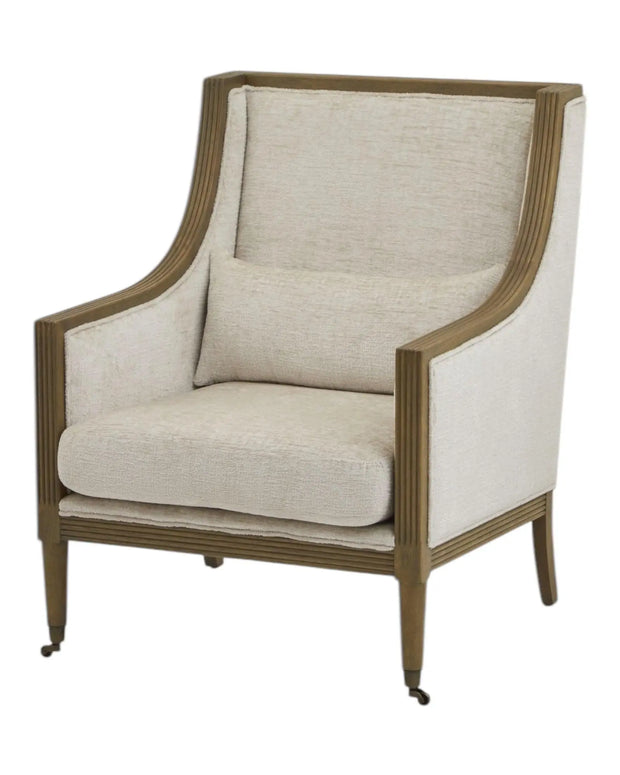 Wooden Framed Beige Albury Linen Arm Chair