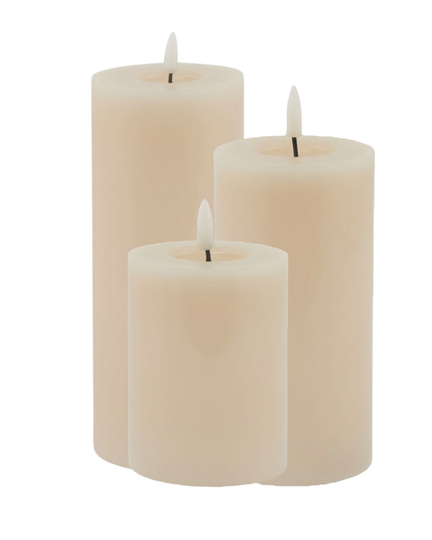 Beige Standard LED Light Up Pillar Candle