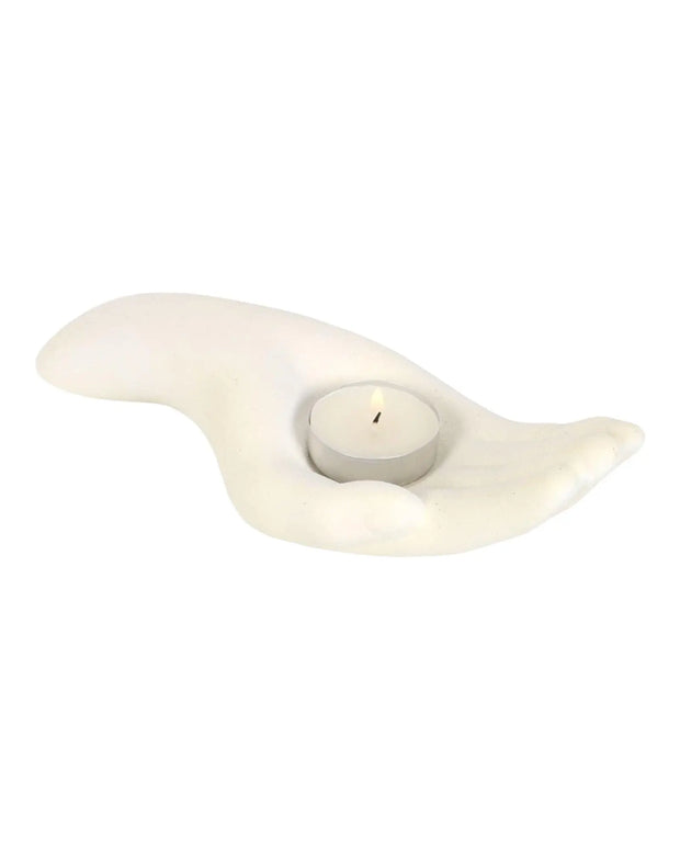 Neutral Open Hand Tealight Holder