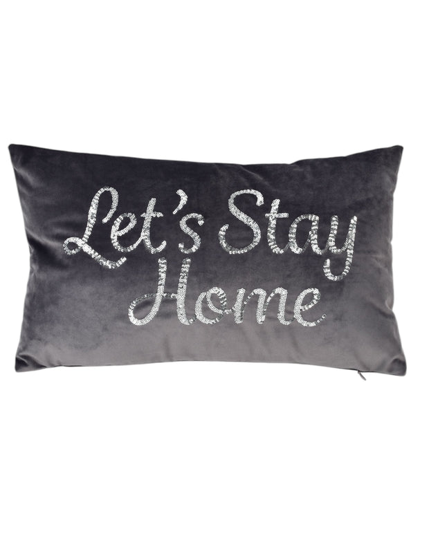 Beige Moments Grey Cushion -  Let's Stay Home