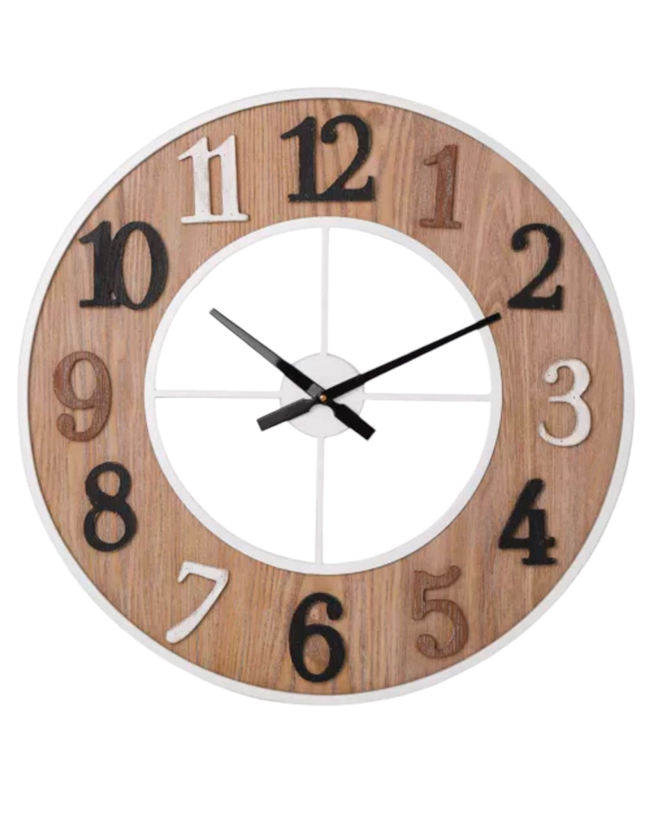 Wood And Metal Dial Wall Clock