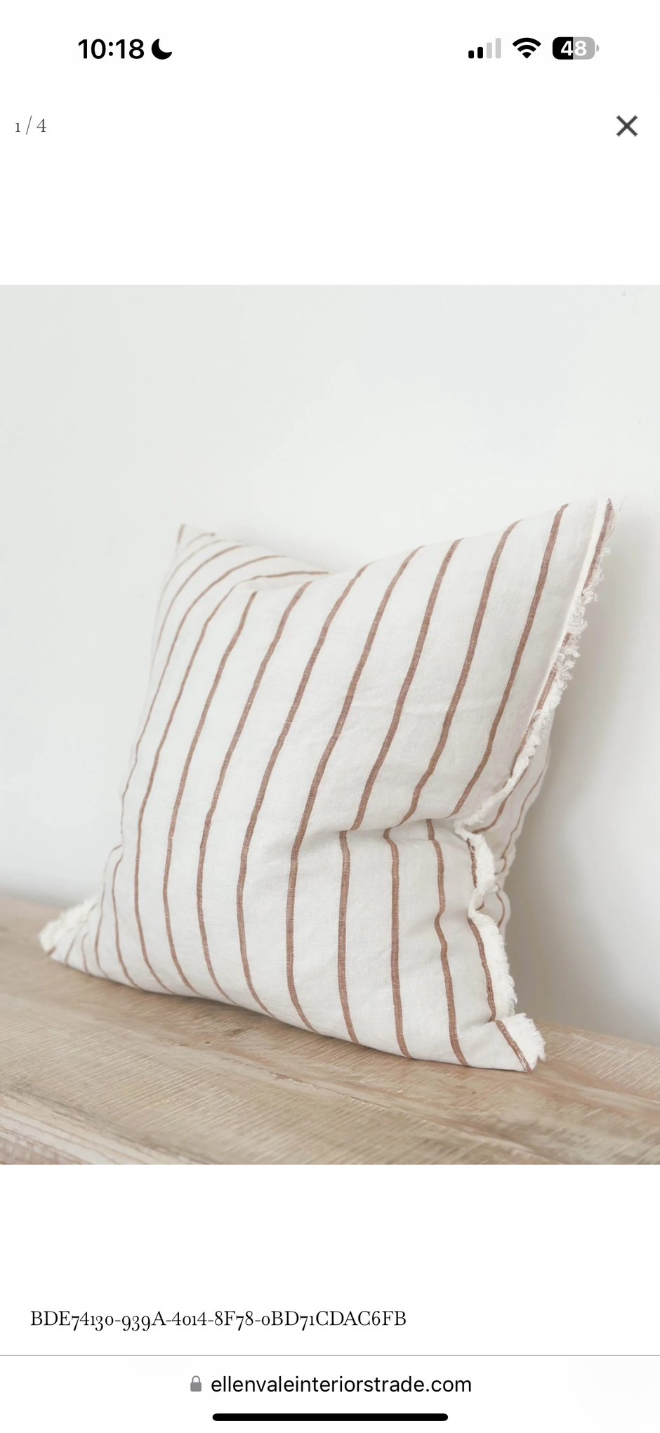 Esmee Clay Brown Amd White Stripe Print Cushion Cover - 45cm x 45cm