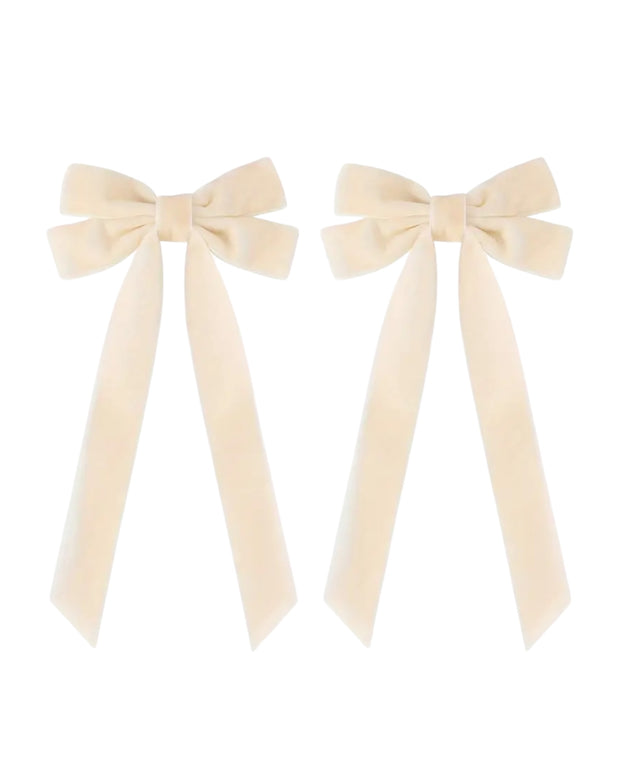 Cream Velvet Bows - Set of Two