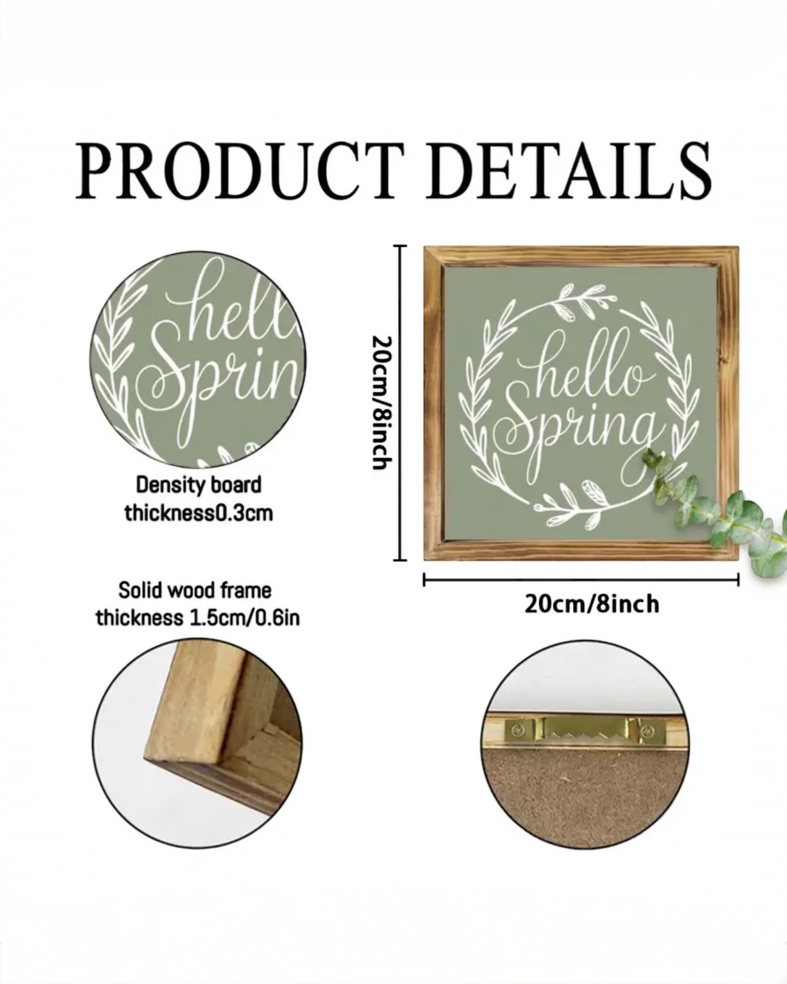 Wooden Sage Green And White Hello Spring Sign