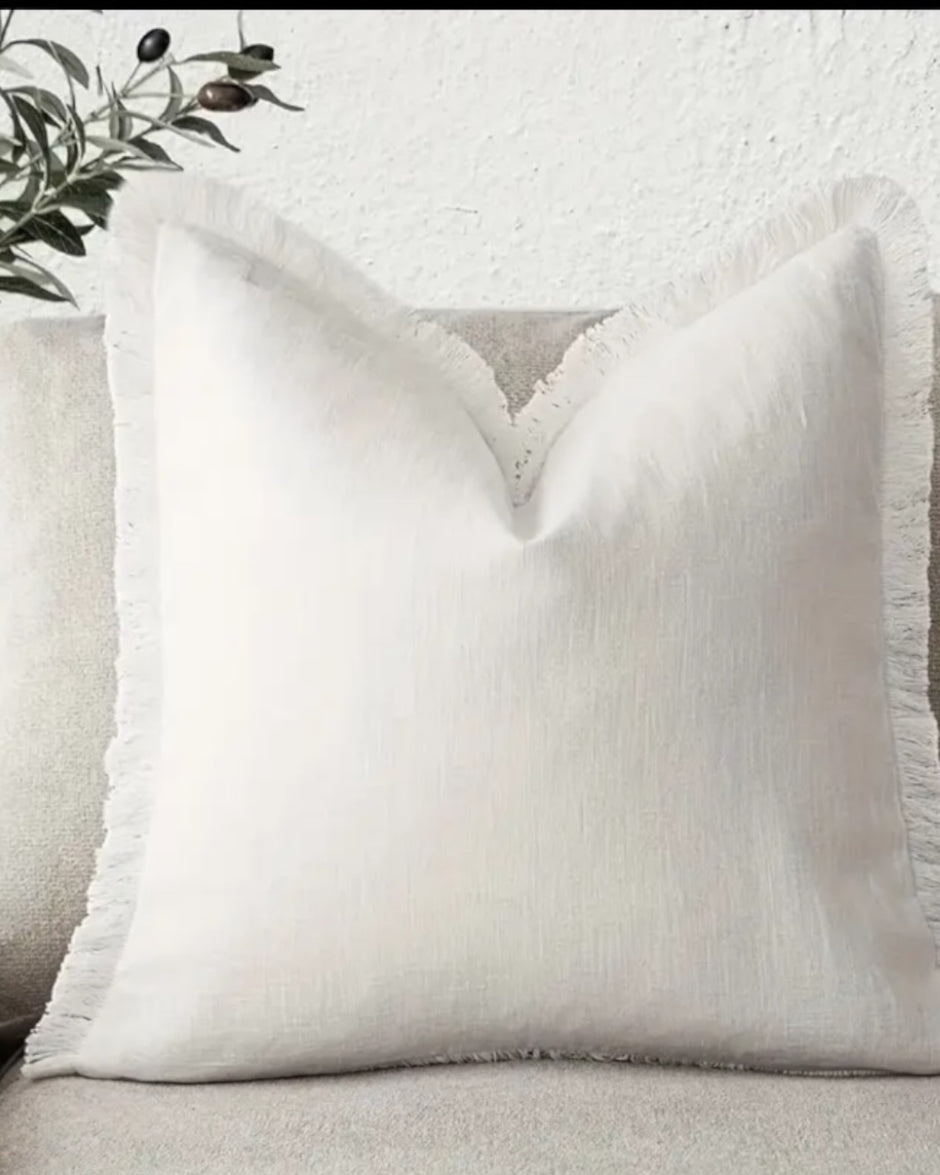 Cream Freyed Edge Cushion Cover