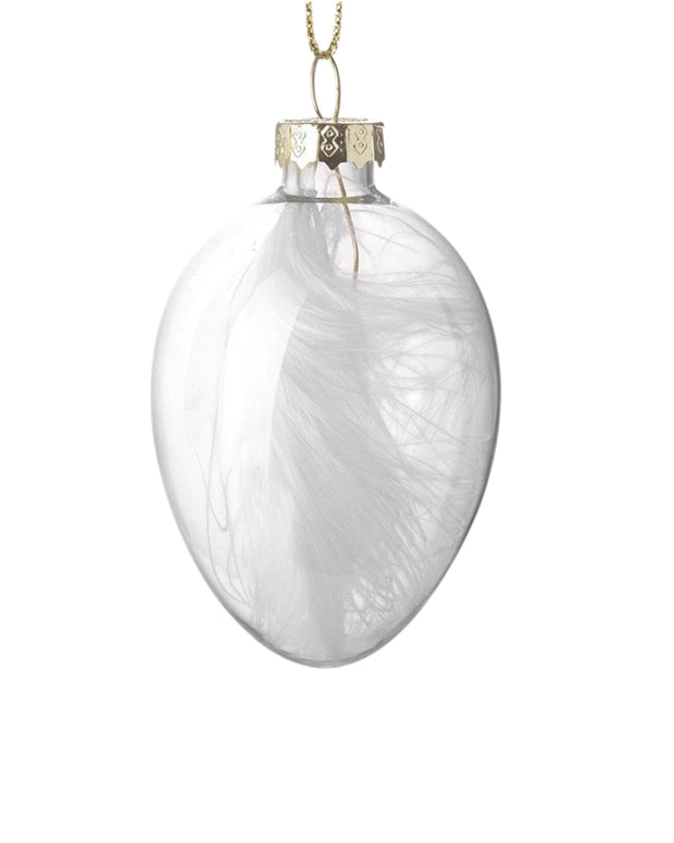 White Glass Feather Easter Egg