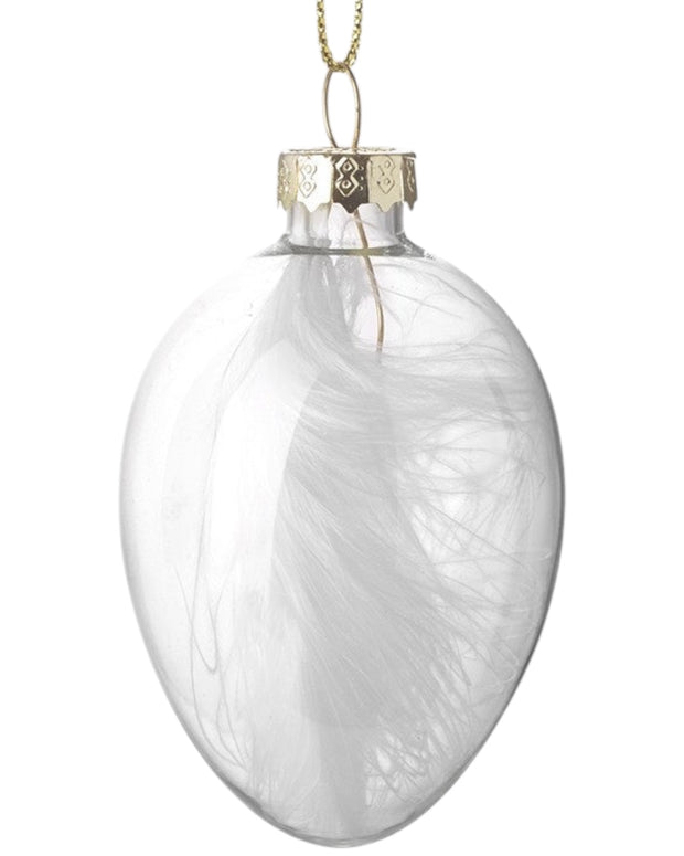 White Glass Feather Easter Egg