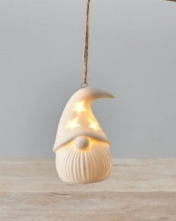 White Ceramic Hanging LED Light Up Gonk