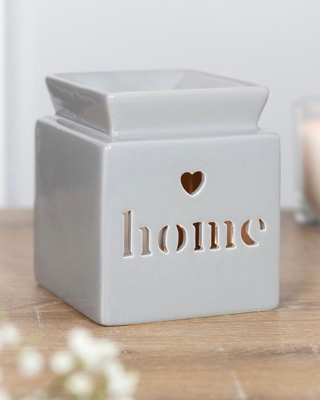 Grey Home Heart Cut Out Oil Burner and Wax Warmer