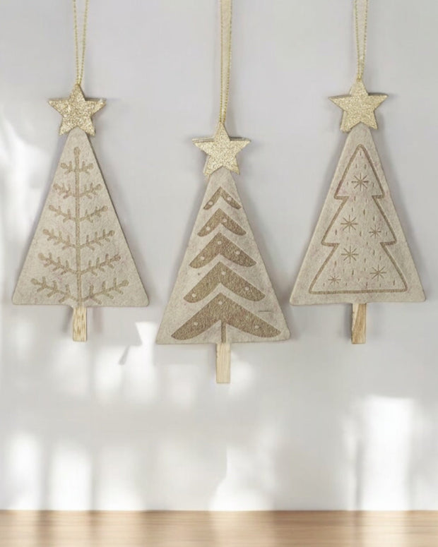 Wooden Hanging Tree With Gold Star