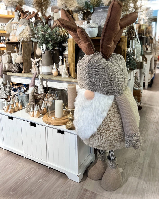 Giant Standing Reindeer Antler "Gonk Wan" In Light Brown Hat