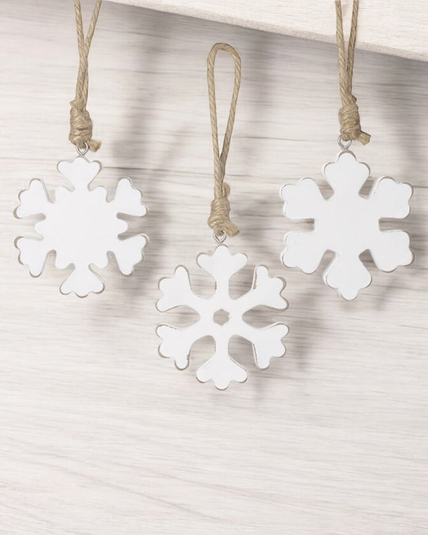 White Rustic Wooden Hanging Snowflake