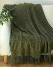 Olive Green Knitted Blanket Throw