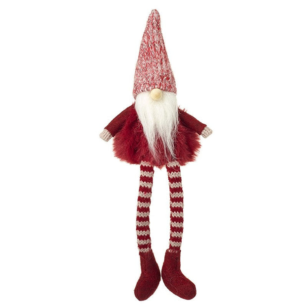 Gonk In Red Knit Hat With Stripey Legs