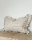 Beige And White Neutral Pinstripe Luxury Cotton Blend Cushion Cover - 50cm x 30cm