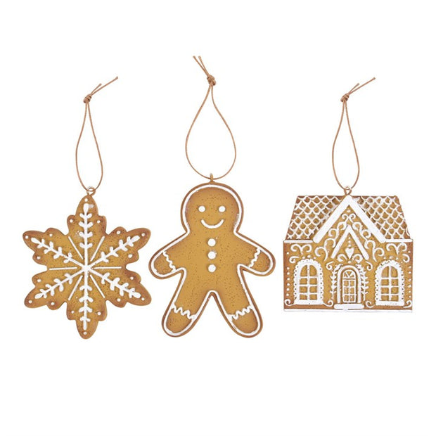 Christmas Gingerbread Hanging Decorations - Set of Three