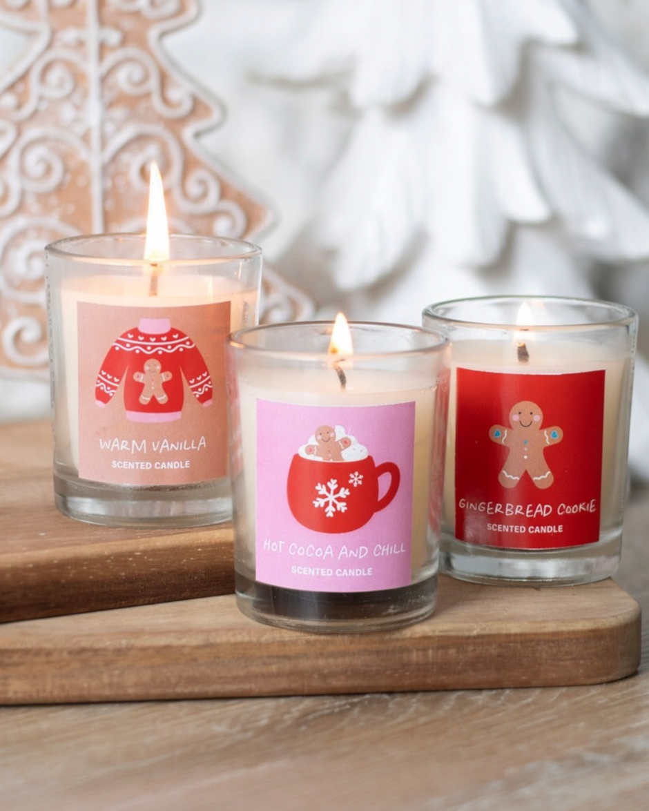 Christmas Snuggle Season  Votive Candle Trio