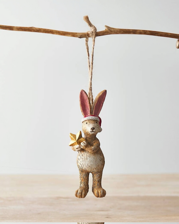 Neutral Ceramic Hanging Bunny With Star