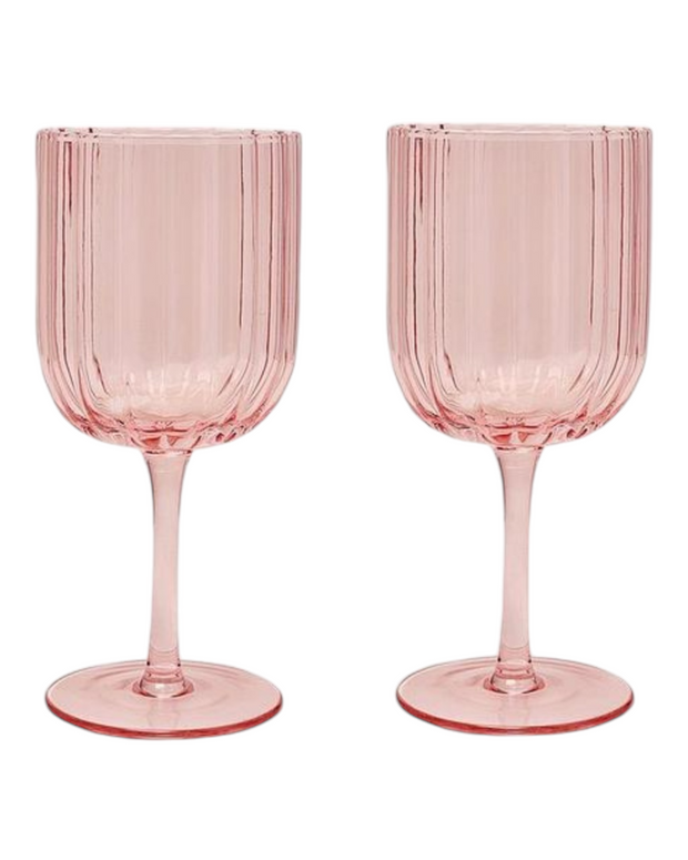 Blush Pink Scalloped Wine Glass -Set Of Two