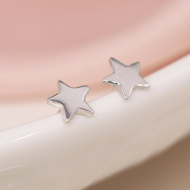 Shiny Silver Tiny Star Studs